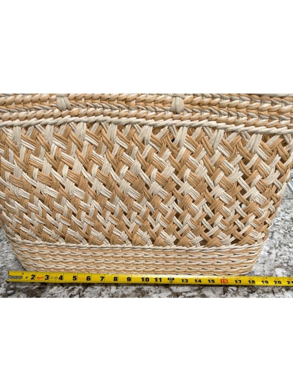 Natural Straw Woven Tote Bag With Double Handles - Shade & Shore - Picture 6 of 8